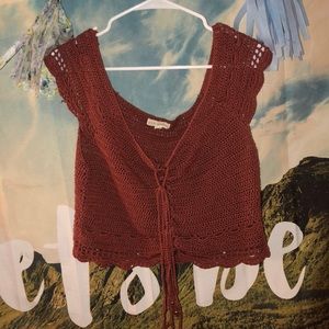 Crocheted mauve crop top